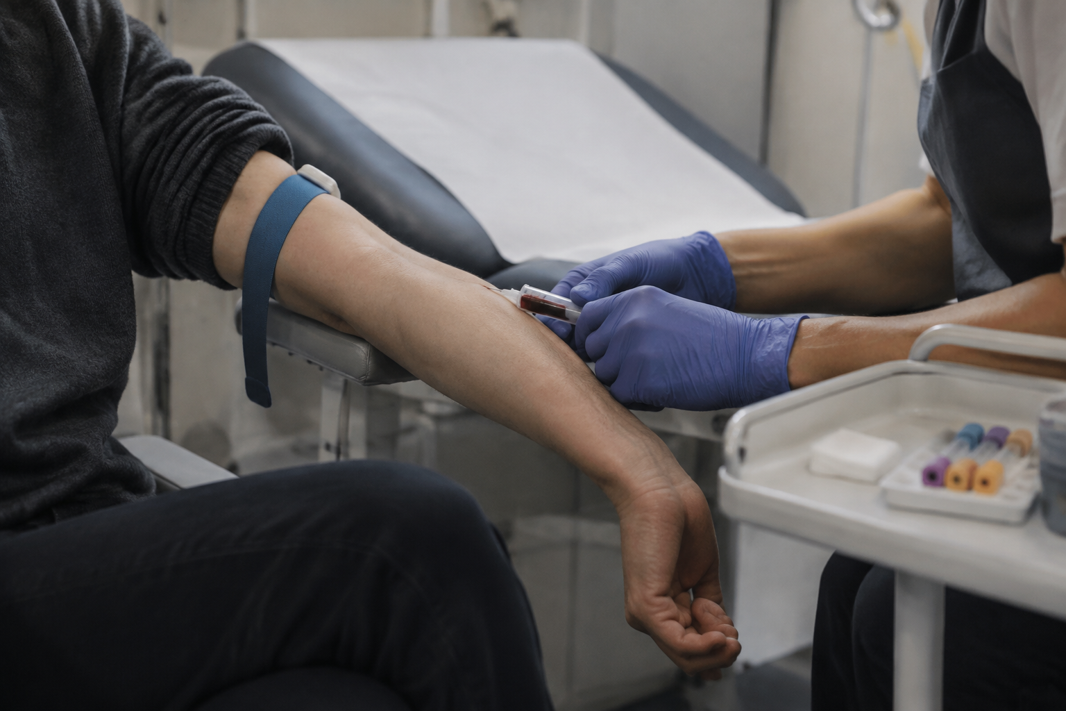 Blood sampling in a metabolic research clinic, reflecting tests planned for the GLP-1 weight regain study